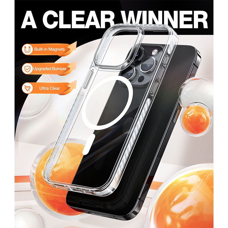 Torras Sparka-Mag Series Magsafe Compatible Phone Case for iPhone 15 Pro Max 6.7? – Clear