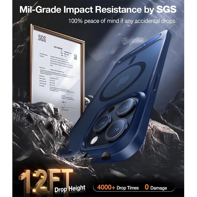 Torras UPRO Pstand Series Magsafe Compatible Phone Case for iPhone 15 Pro Max 6.7? – Navy Blue