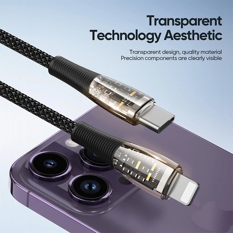 PD 20W Transparent USB C to Lightning Cable