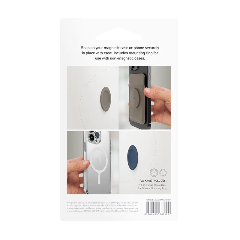 Uniq Flixa Magnetic MagSafe Mount Base - Flint Grey