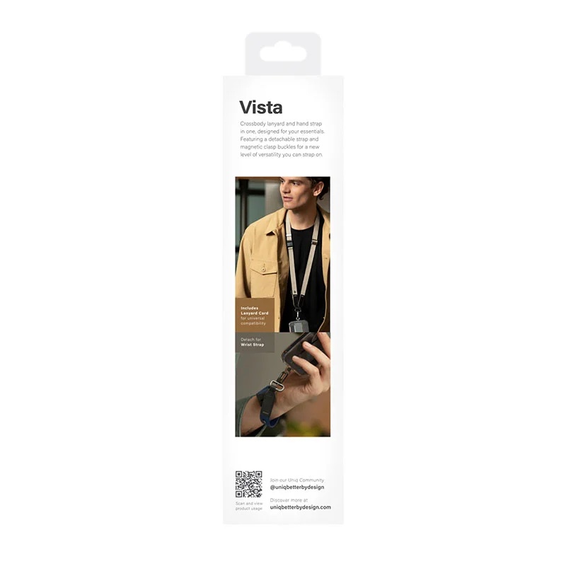 Uniq Vista Lanyard with Hand Strap 2in1 for Mobile Phones - Midnight Black