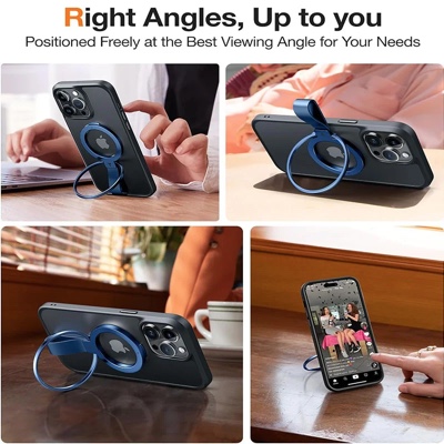 Torras OmniRing Universal Magnetic Phone Grip Holder with Kickstand MagSafe Compatible for Phones - Dark Blue