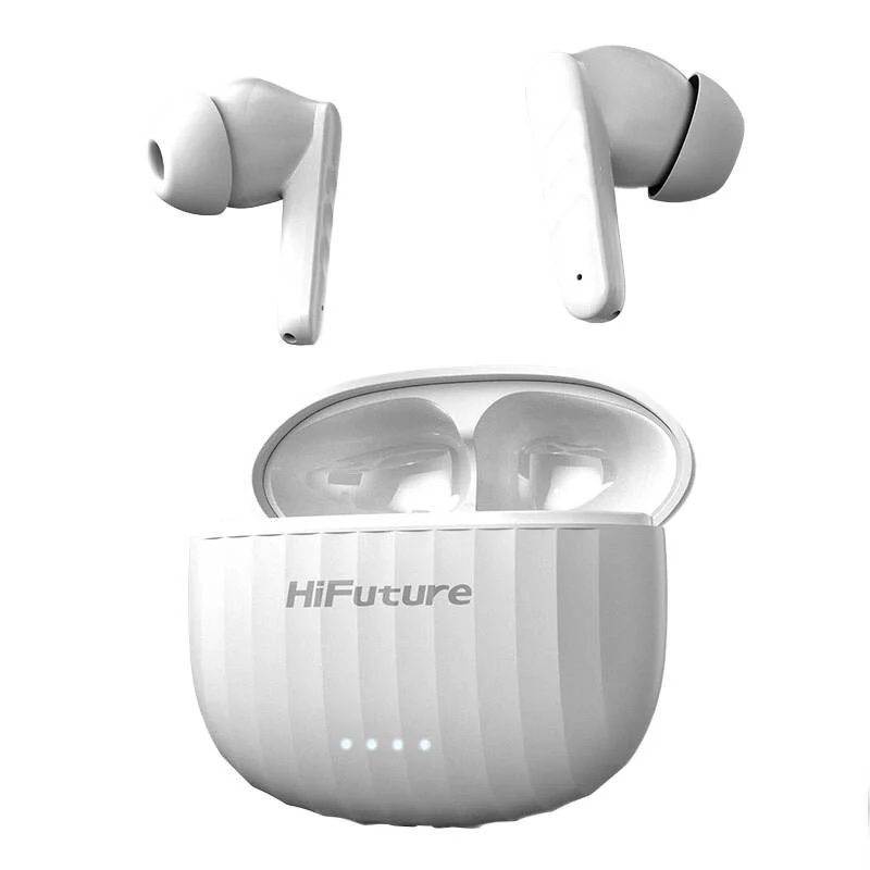 HiFuture SonicBliss True Wireless Earbuds Bluetooth 5.3, Smooth Bass, 4 Microphones 30 Hr Battery - White