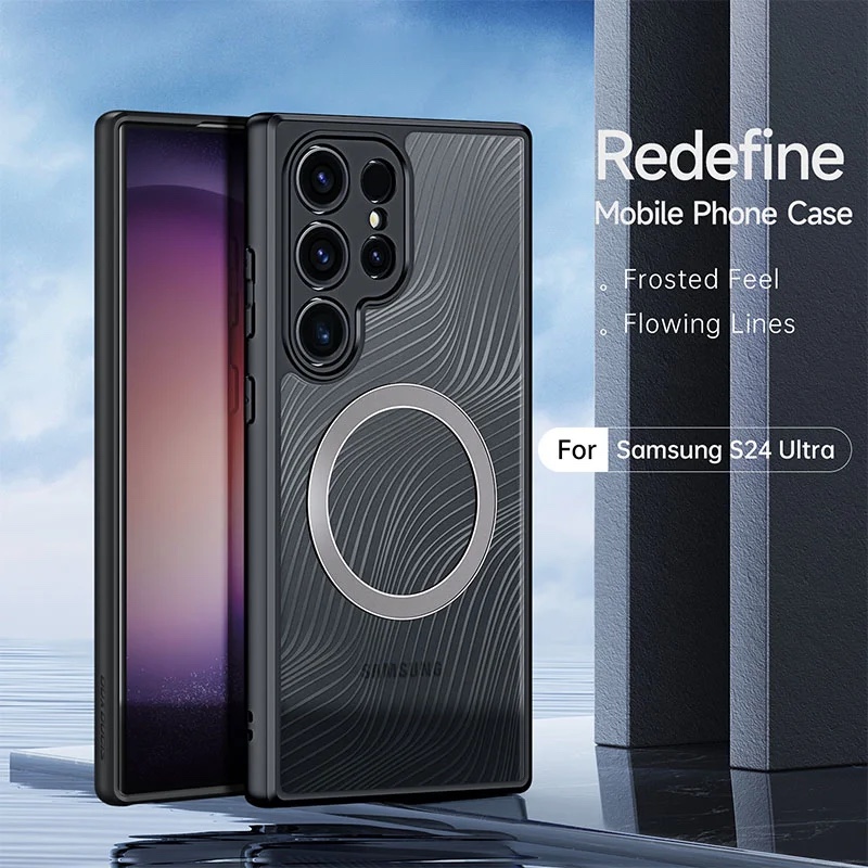 Aimo Mag Series Phone Case for Samsung Galaxy S24 Ultra (MagSafe Compatible) - Transparent Black