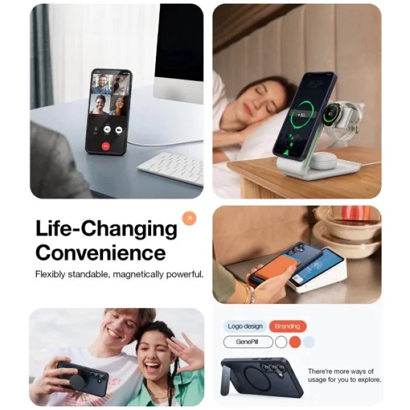 Torras UPRO Pstand Series Magsafe Compatible Phone Case for Samsung Galaxy S24 – Black