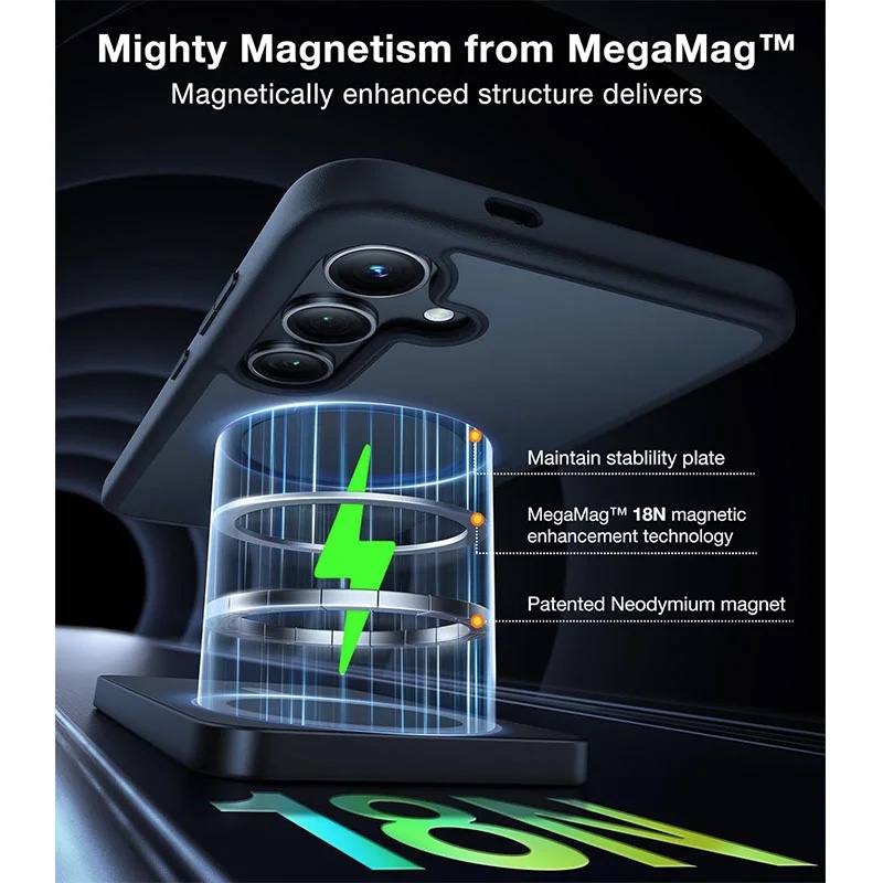 Torras Guardian Magnetic (Magsafe Compatible) Series Phone Case for Samsung Galaxy S24 – Black