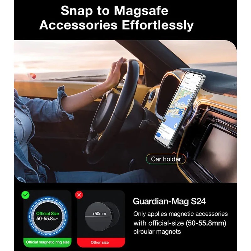 Torras Diamond-Mag Series (MagSafe Compatible) Phone Case for Samsung Galaxy S24 – Clear