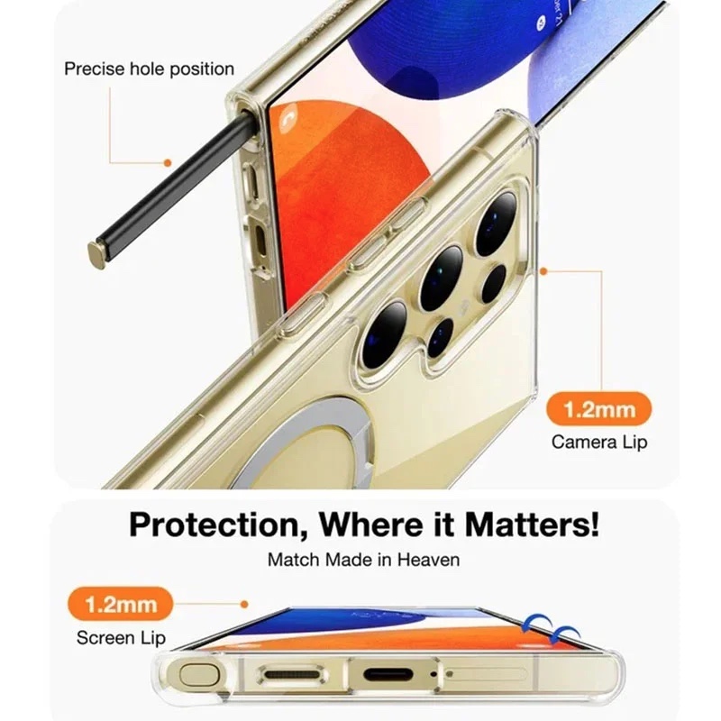 Torras UPRO Ostand Clear Series (MagSafe Compatible) Phone Case for Samsung Galaxy S24 Ultra – Clear