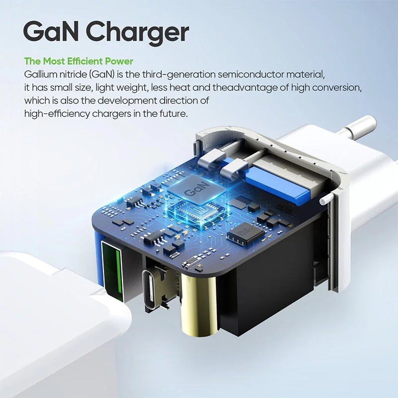 PD 30W 2-Port GaN Fast Charger - T7 - White