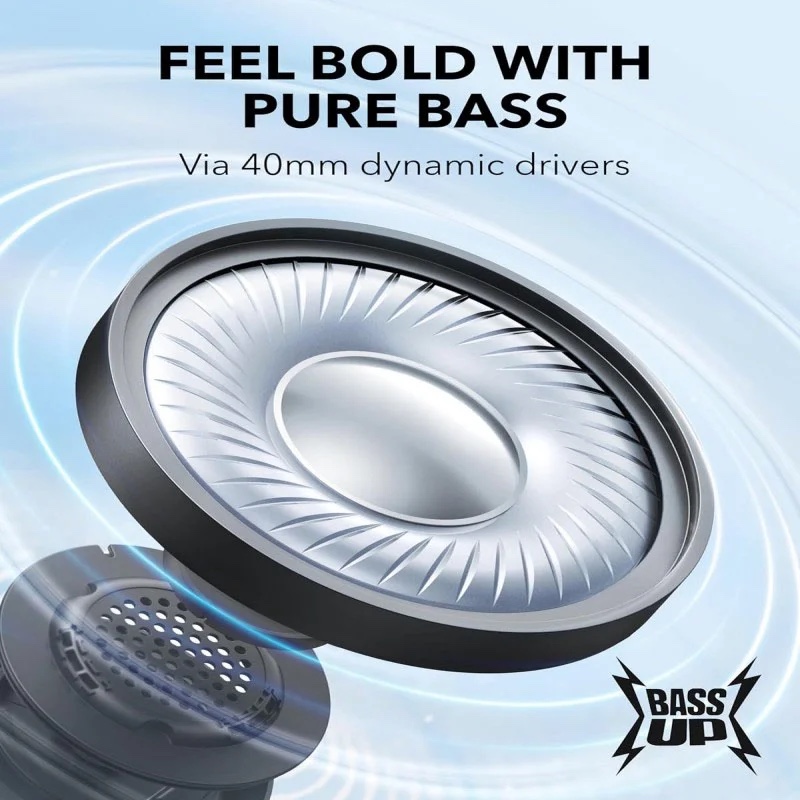 Anker Soundcore H30i Wireless On-Ear Headphones, Pure Bass, 70H Playtime, Bluetooth 5.3, Lightweight, App Connectivity, Multipoint Connection - (Black)