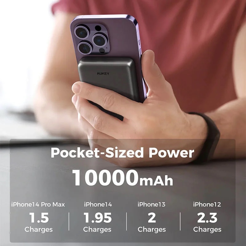 AUKEY MagLynk 10000mAh Magnetic Wireless Charging Power Bank - PB-MS02