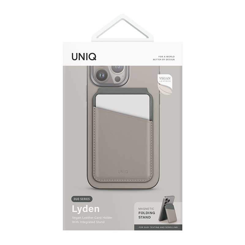 Uniq Lyden DS RFID Blocking Leatherette 2in1 MagSafe Magnetic Card Wallet & Stand - Pine/Ivory