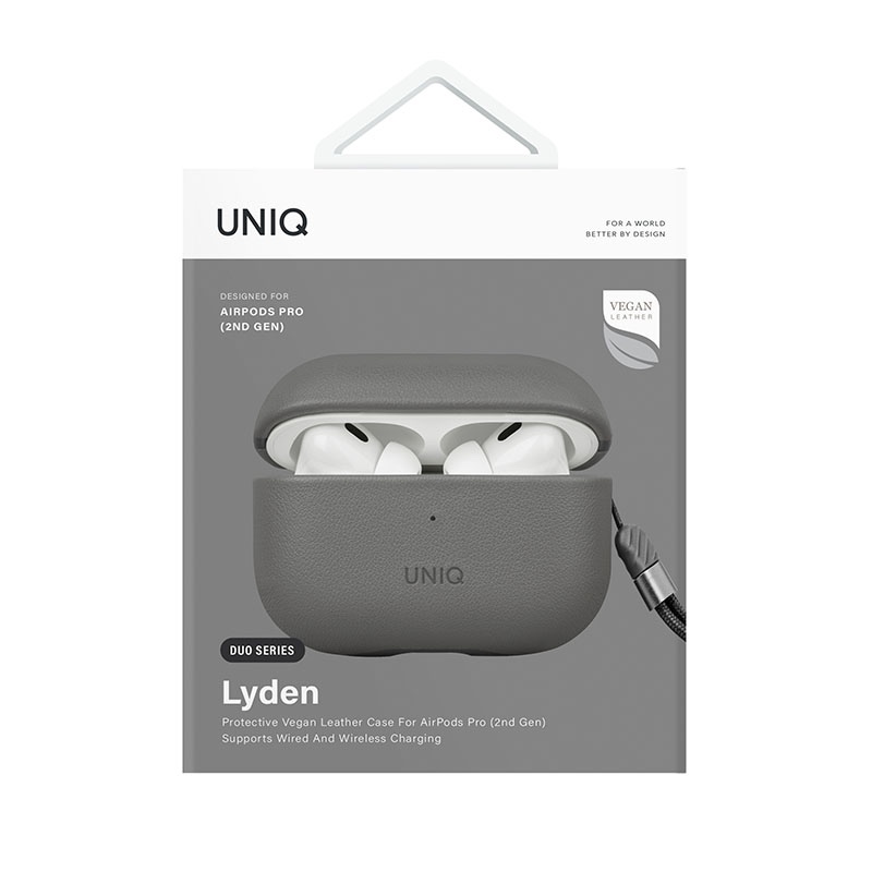 Uniq Lyden DS Slim Leatherette Case for AirPods Pro 2nd Gen - Charcoal/Grey