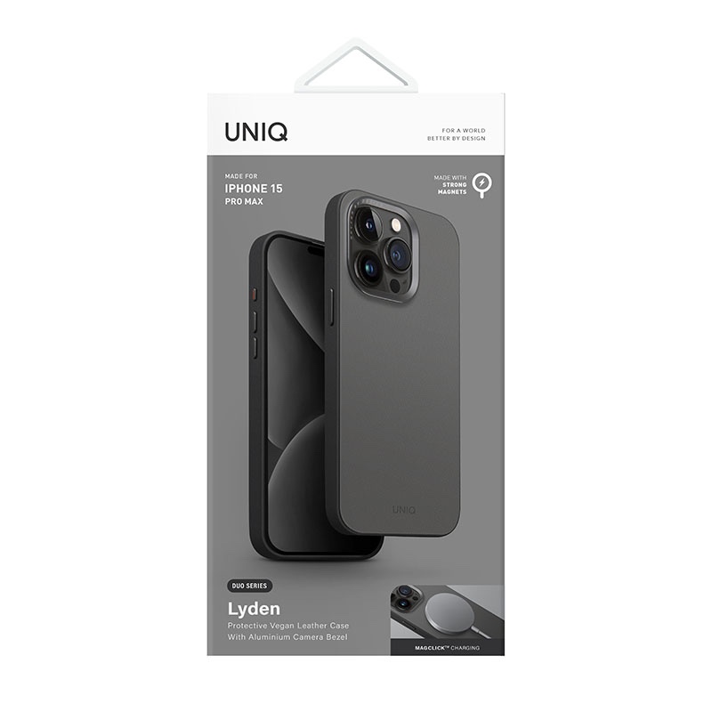 UNIQ Lyden DS MagClick/MagSafe Compatible Case for iPhone 15 Pro Max - Charcoal/Grey