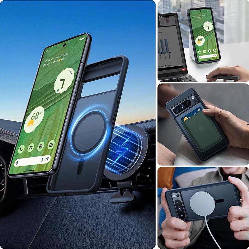 Torras Guardian Magnetic (Magsafe Compatible) Series Phone Case for Google Pixel 8 Pro – Black