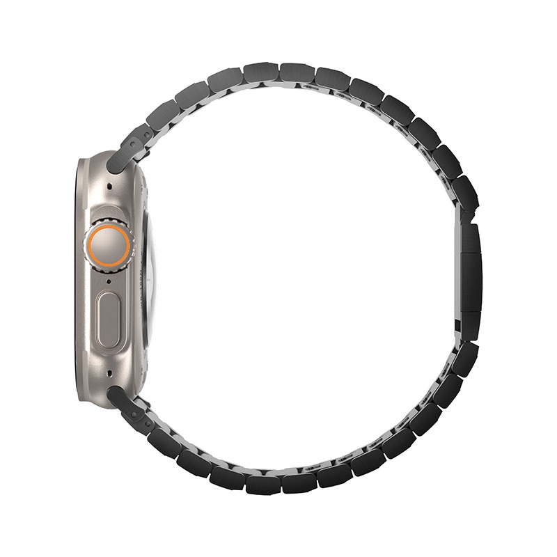 Uniq Strova Mag Self Adjustable Steel Link Strap Band Fits Up to Series 1-10, Ultra/2 & SE/SE2  49/45/44/42mm - Midnight Black