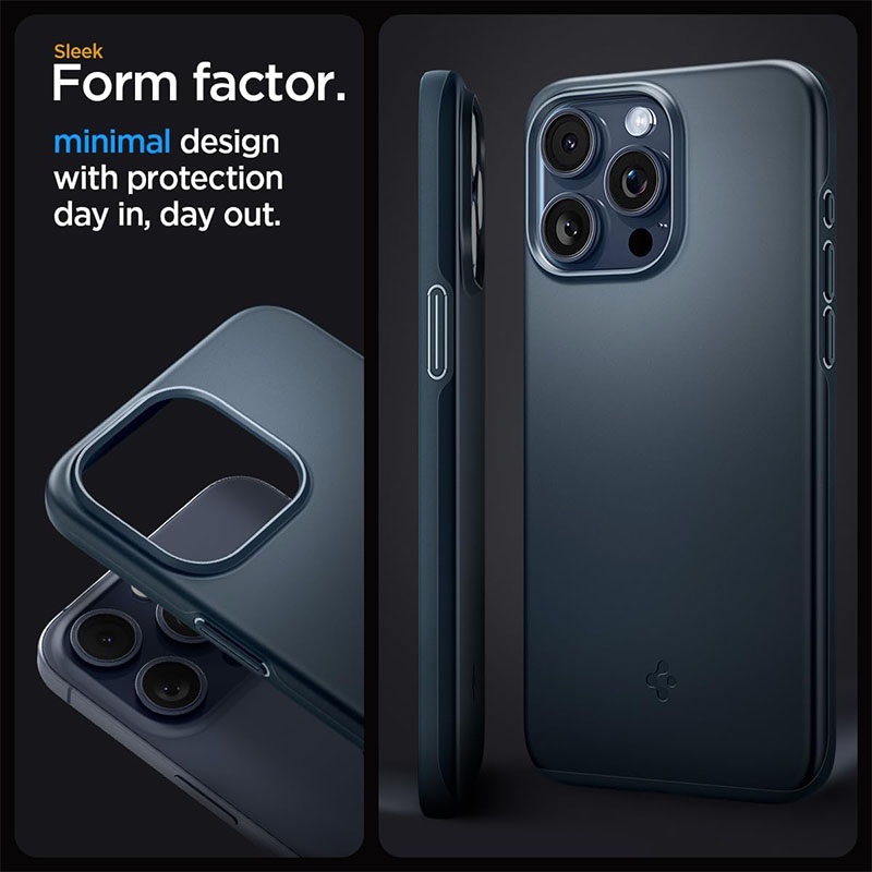 Spigen Thin Fit Phone Case for iPhone 15 Pro Max – Metal Slate