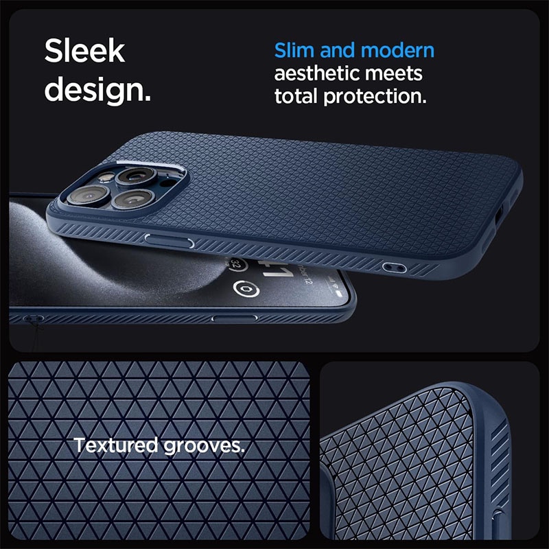 Spigen Liquid Air Phone Case for iPhone 15 Pro – Navy Blue