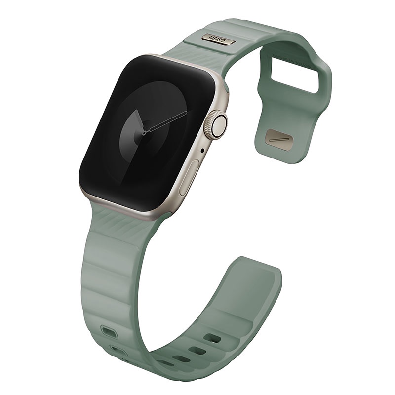 Uniq Stride FKM Tough Rubber Apple Watch Strap for Series 1-10 & SE/SE2 - 41/40/42MM - Iceplant Green