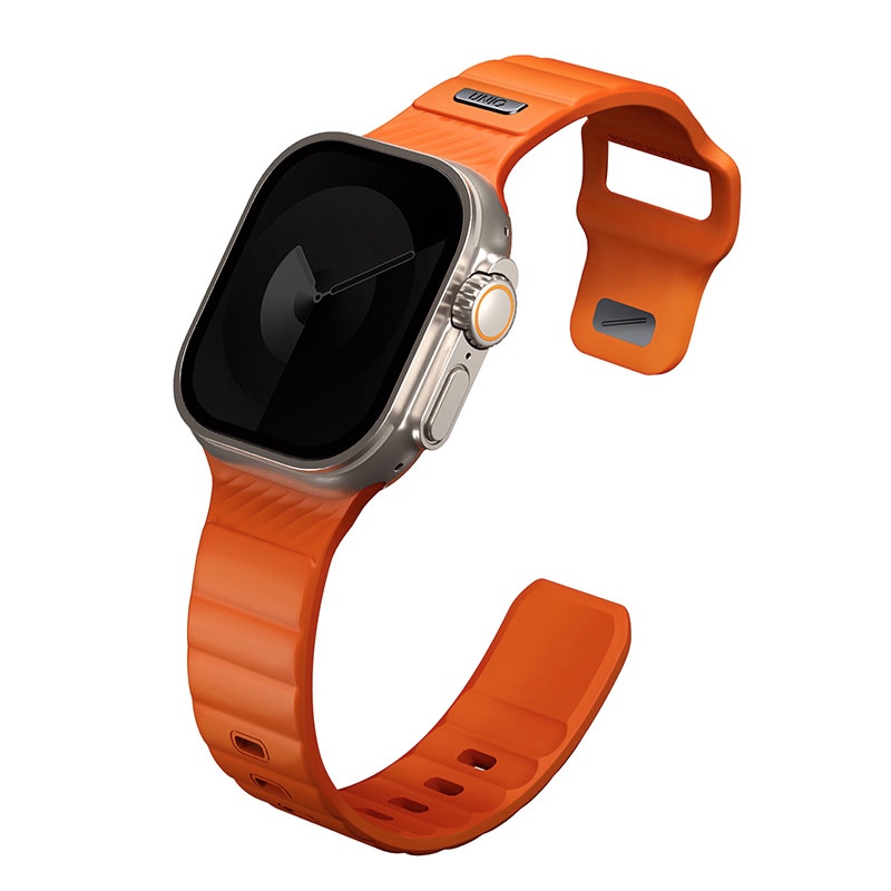 Uniq Stride FKM Tough Rubber Apple Watch Strap or Series 1-10, SE/SE2 & Watch Ultra - 49/45/44/46MM - Volt Orange
