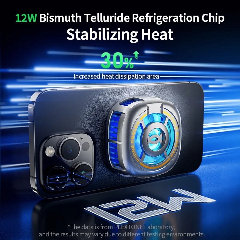 Plextone EX2 Ultra Magnetic Cooling Fan with RGB Light Refrigeration Radiator for Mobile Phones, Tablet