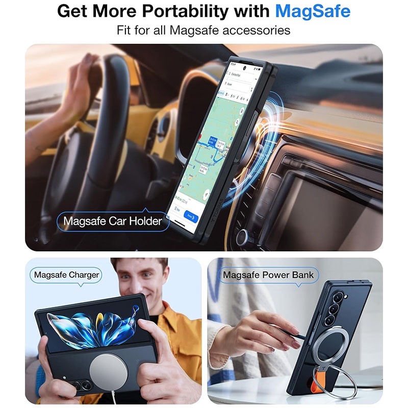 Torras Guardian Series Case for Samsung Galaxy Z Fold 6 MagSafe Compatible - Black