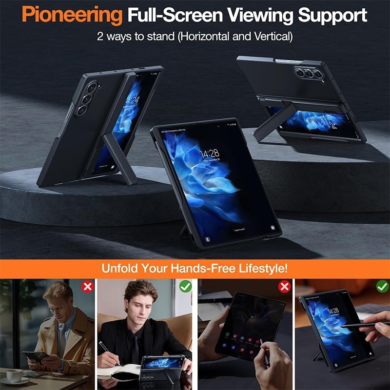 Torras Armor Stand Series Case for Samsung Galaxy Z Fold 6 with S-Pen Slot & MagSafe Compatible – Black