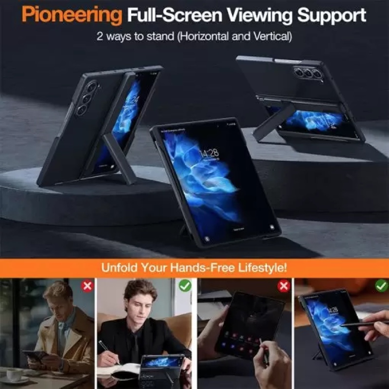 Torras Armor Stand Series Case for Samsung Galaxy Z Fold 6 MagSafe Compatible – Black