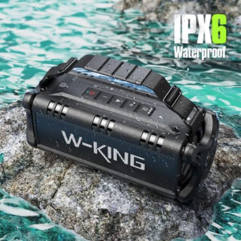 W-KING D8 50W Wireless Bluetooth Speakers with Deep Bass, IPX6 Waterproof Outdoor Speaker with HD Stereo Sound/Wireless Two Pairing/2-Equalizer/Power Bank/40H Playtime/TF Card/AUX/NFC