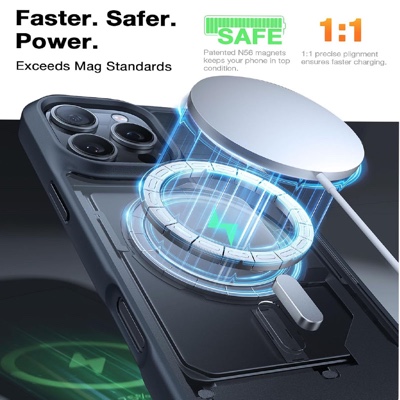 Torras Guardian Magnetic Series Magsafe Compatible Phone Case for iPhone 16 Pro – Black