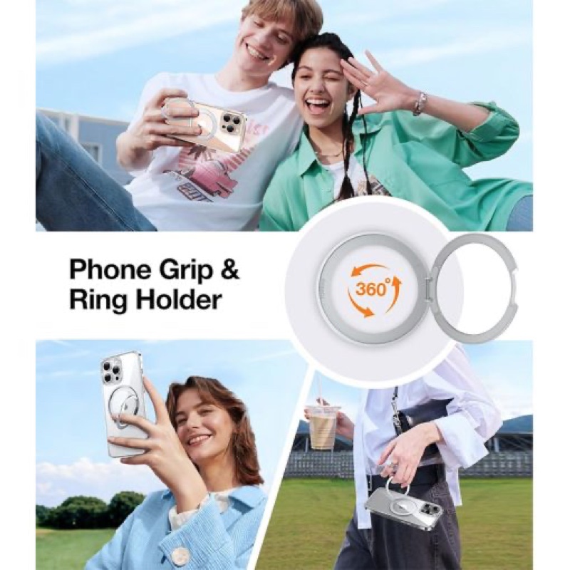 Torras Ostand Pro Series MagSafe Compatible Case for iPhone 16 Pro Max – Clear Grey