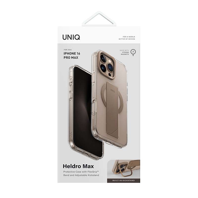 Uniq Heldro Max MagClick MagSafe Charging Compatible Phone Case for iPhone 16 Pro Max – Taupe Gold