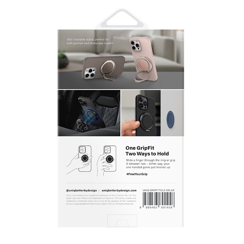 Uniq Gripfit Classic Magnetic 360 Mount with Kickstand for Phones - Sapphire Blue