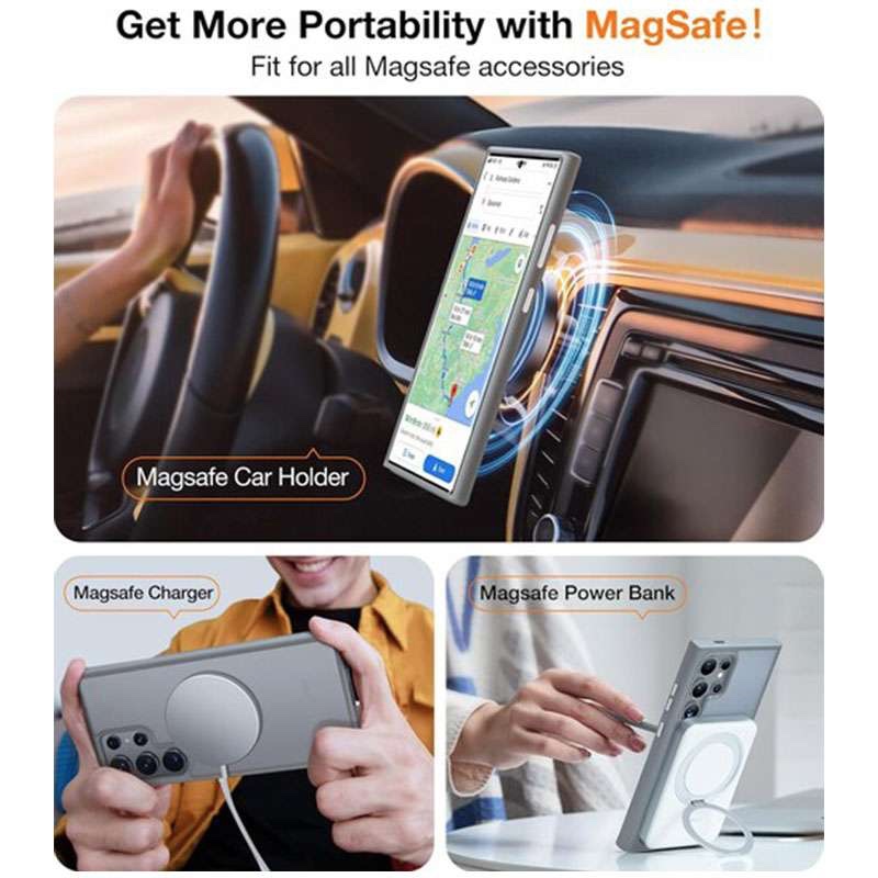 Torras Guardian Magnetic (Magsafe Compatible) Series Phone Case for Samsung Galaxy S24 Ultra - Grey