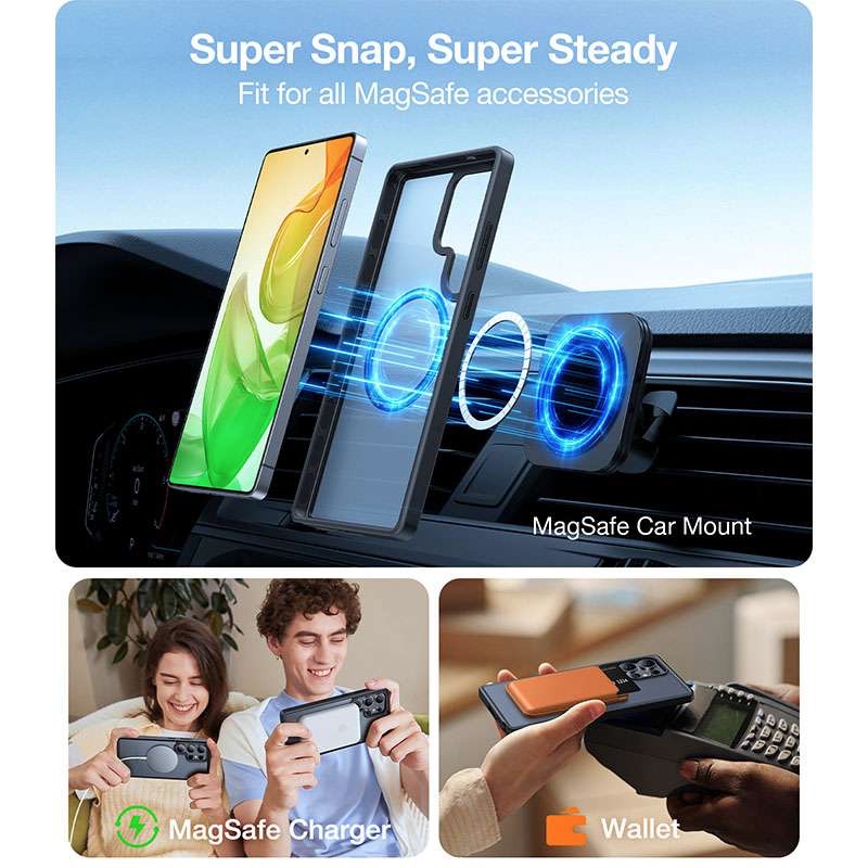 Torras Guardian Magnetic (MagSafe Compatible) Series Phone Case for Samsung Galaxy S25 Ultra – Black