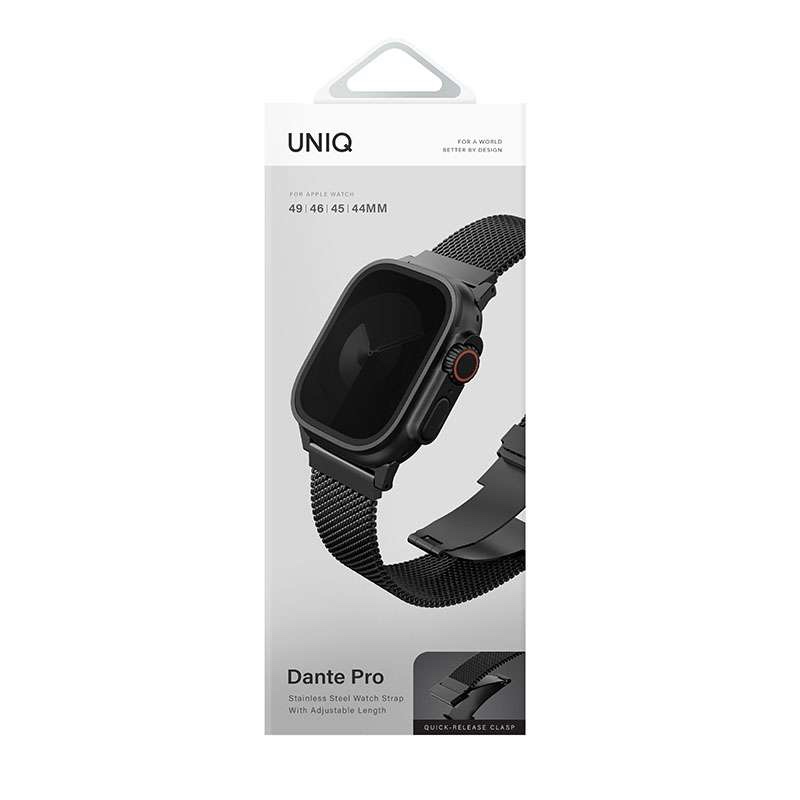 UNIQ Dante Pro Apple Watch Series 1-10 SE/SE2 & Ultra/2 Mesh Steel Strap 49/46/45/44MM – Black