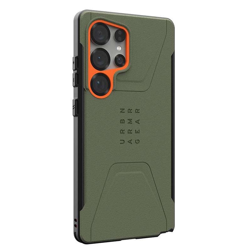 UAG Civilian Magsafe Compatible Phone Case for Samsung Galaxy S25 Ultra – Olive/Orange