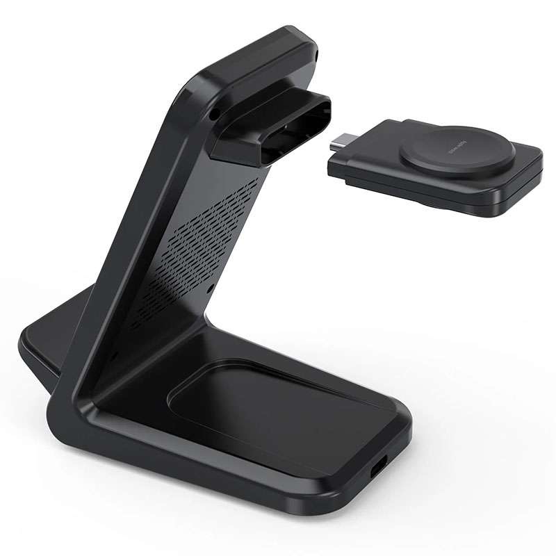 Choetech 15W 4-in-1 Wireless Charger Stand for Apple and Samsung Watch - Black