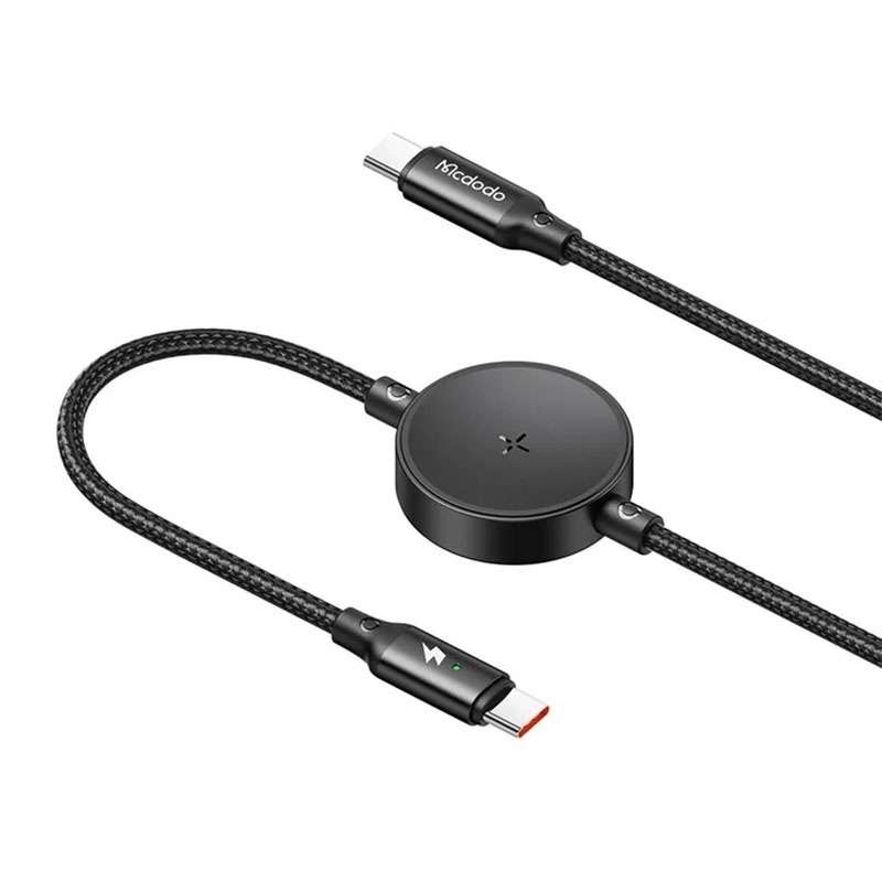 Mcdodo 60W 2in1 Type-C to Type-C Charging Cable with Wireless Charger for Samsung Watch - CA-4170 - Black