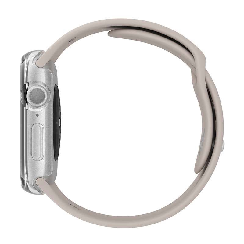 UNIQ Nautic Apple Watch Case with Curved Tempered Glass Screen Protector for Series 10 46MM – Dove Clear