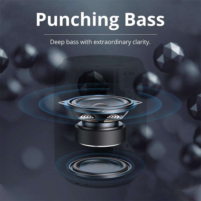 Tronsmart T6 Mini Upgraded Bluetooth Speaker TWS Speakers IPX6 Wireless Portable Speaker with 360 Degree Surround Sound, Voice Assistant - BLACK