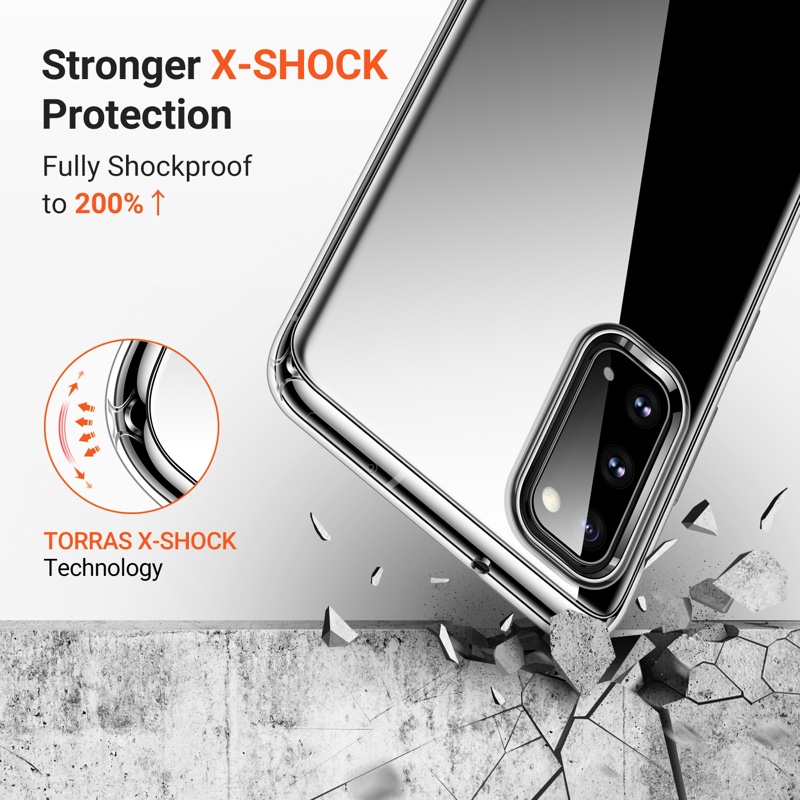 TORRAS Ultra-Thin Slim Fit Soft Crystal Clear Series Phone Case for Galaxy S20  - Clear X002F4KV1D