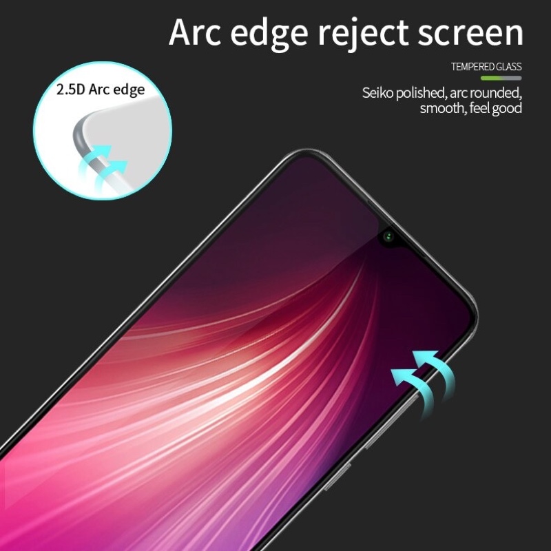 MOFI Xiaomi Redmi Note 8 2.5D 9H Full Screen Protector Tempered Glass Anti BlueRay BLACK