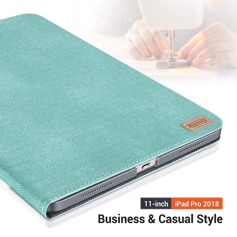 TORRAS iPad Pro 11 inch Case 2018, Slim Fit Folding Folio Case with Multiple Viewing Angles Stand, [iPad Pencil Pairing& Charging Friendly] Protective Smart Leather Cover-Auto Wake/Sleep-Mint