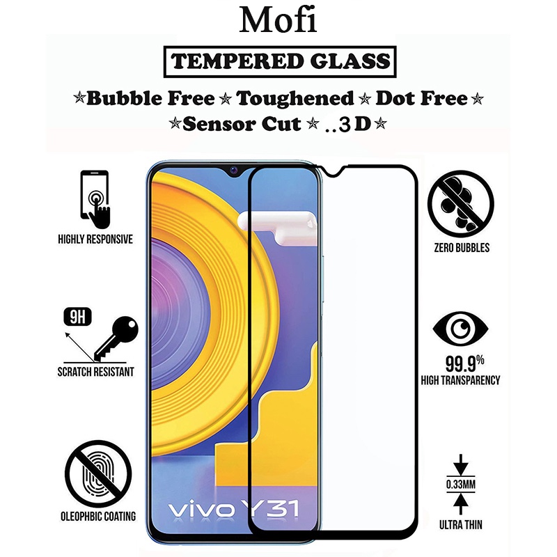 MOFI Vivo Y31 2.5D 9H Full Screen Protector Tempered Glass Anti BlueRay BLACK