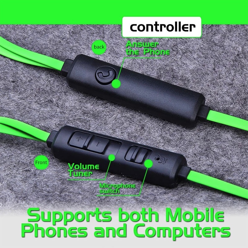 Plextone G30 in-Ear Wired Gaming Earphones, Noise Cancelling Headset with Mic, Stereo Bass, 3.5 mm Jack, Supports All Devices - Green