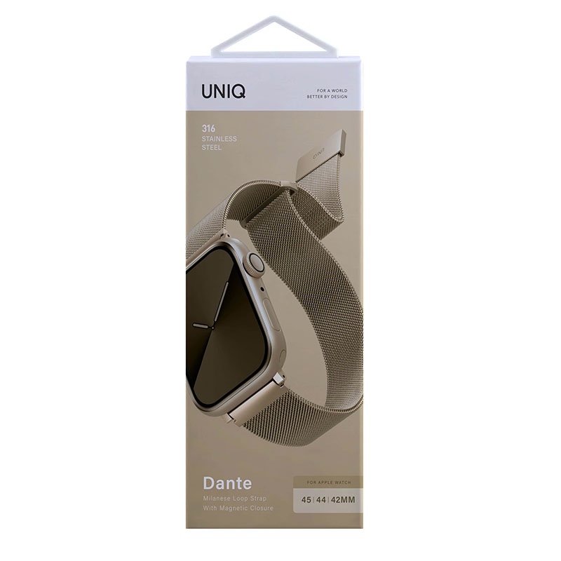 UNIQ DANTE Apple Watch Series 1-10 SE/SE2 Mesh Steel Strap 45/44/46MM - Caramel Gold