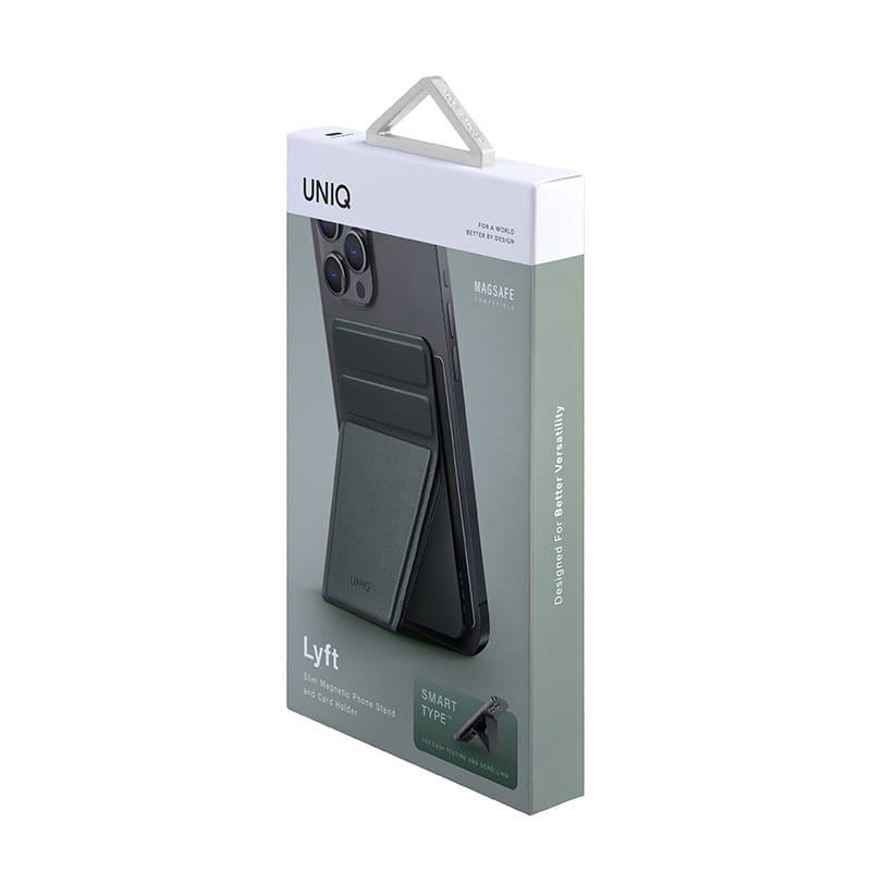 UNIQ LYFT Magnetic Snap - On Stand And Card Holder for Phone - Pine Green