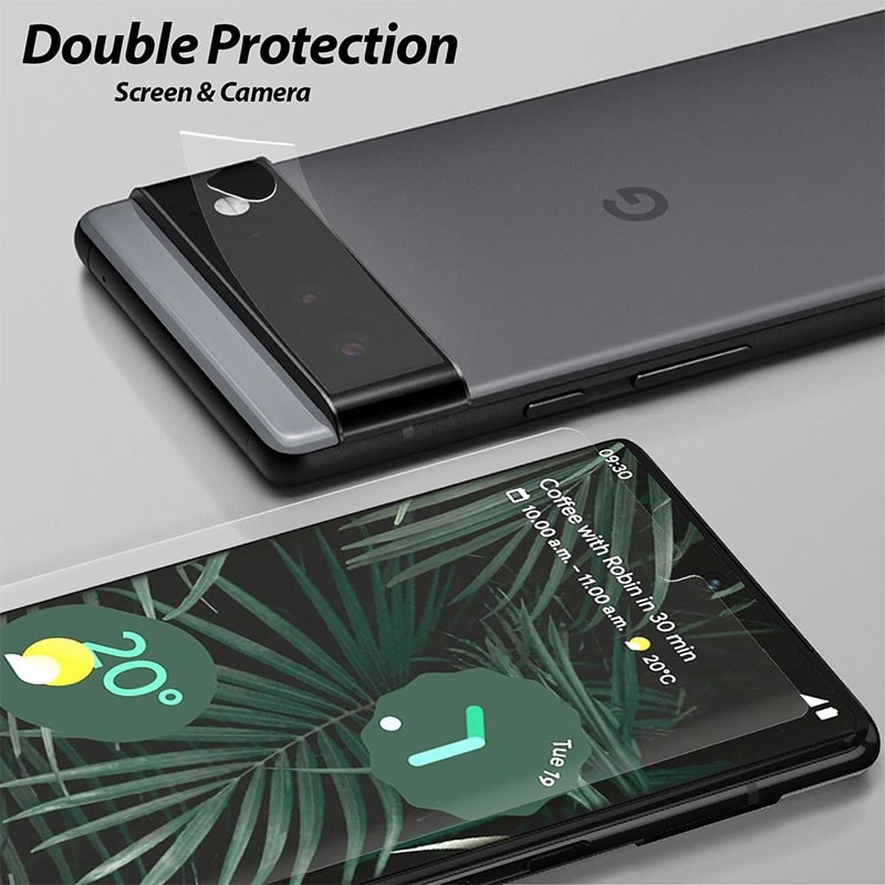 Whitestone [Dome Glass] For Google Pixel 6 Tempered Glass Screen Protector – Liquid Dispersion Tech – Pack of 1 without UV and 1 Camera Protector