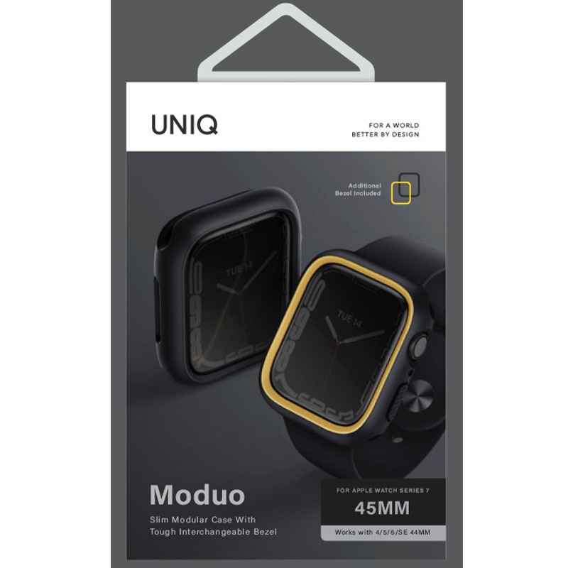 UNIQ MODUO Tough Modular Case for Apple Watch Series 4/5/6/7/8/9 SE/SE2 45/44MM - Midnight (Black/Mustard)